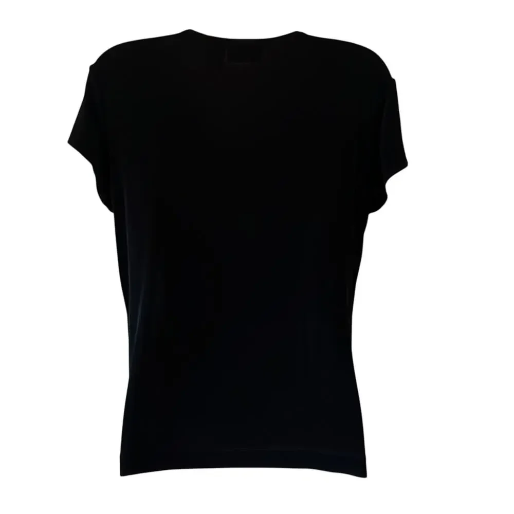 Chico’s Travelers 1  Black Layered Look Slinky Knit Top Blouse Woman Size 8